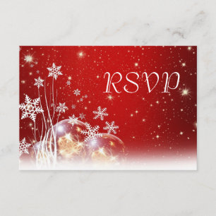 Red and White Christmas Wedding RSVP Card