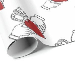 Red and White Claddagh Pattern Wrapping Paper
