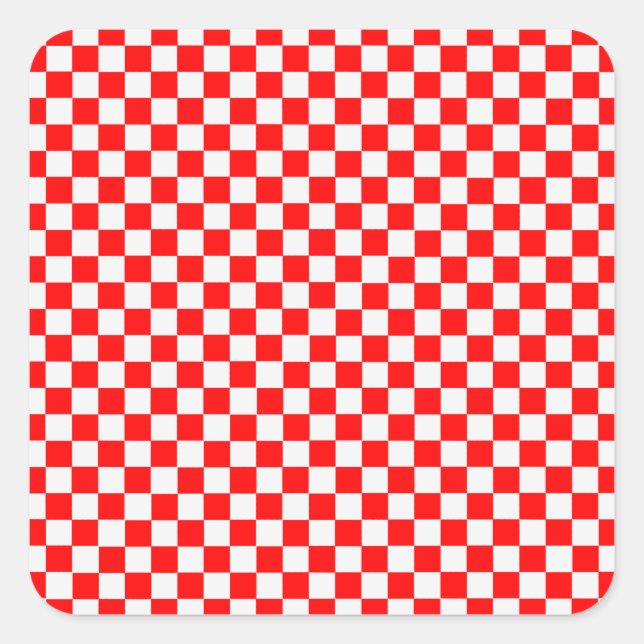 Red And White Classic Chequerboard by STaylor Square Sticker (Front)