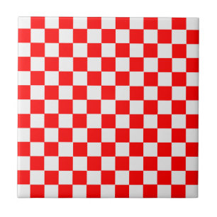 Red And White Classic Chequerboard by STaylor Tile