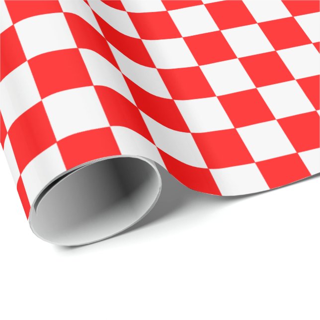 Red and White Classic Chequerboard by STaylor Wrapping Paper (Roll Corner)