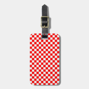 Red And White Classic Chequerboard Luggage Tag