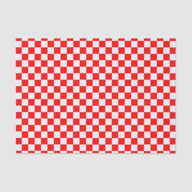 Red And White Classic Chequerboard Tissue Paper (Front)