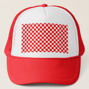 Red And White Classic Chequerboard Trucker Hat