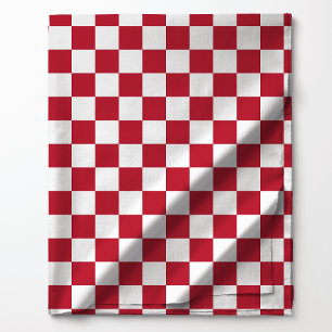Red and White Classic Chequered Pattern Fabric