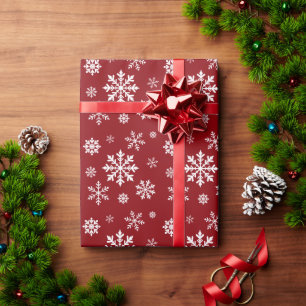 Red And White Classic Snowflake Pattern Wrapping Paper