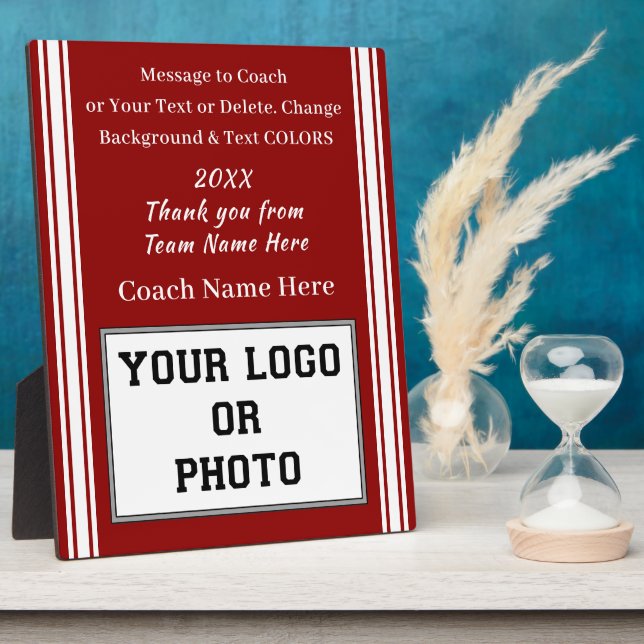 Red and White, Coaches Plaques with Team Picture (Side)