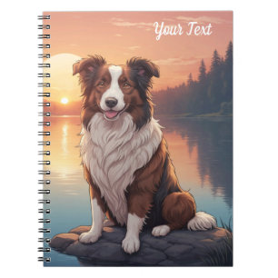 Red and White Collie by Lake Notebook