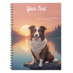 Red and White Collie by Lake Notebook