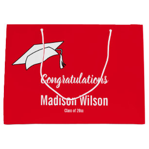 Red and White Congratulations Graduation Large Gift Bag