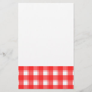 Red and White Country Striped Plaid Stationery
