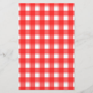 Red and White Country Striped Plaid Stationery