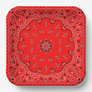 Red and White Cowboy Bandana 2 Paper Plate
