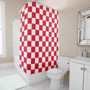 Red and White Croatian Chequered Geometric Pattern