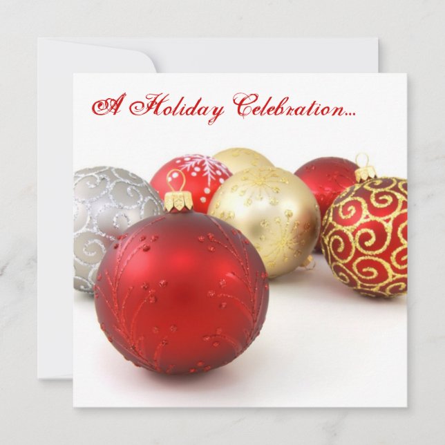 Red and White Custom Christmas Invitation Cards (Front)
