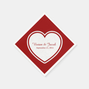 Red and White Custom Wedding Napkin