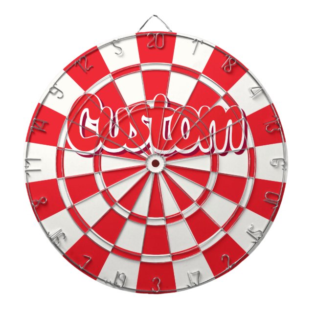 Red And White Customizable Text Dartboard (Front)