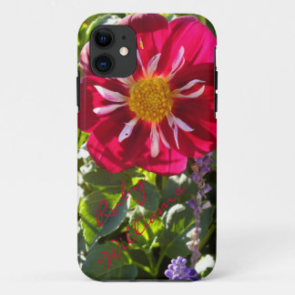 Red And White Dahlia Flower iPhone 5 *Personalize* 11 Case