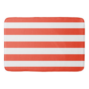 Red and White Deckchair Stripes Bath Mat