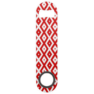 Red and white diamond pattern bar key