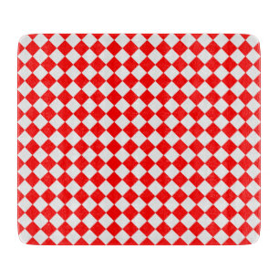 Red And White Diamond Pattern by ShirleyTaylor Cutting Board