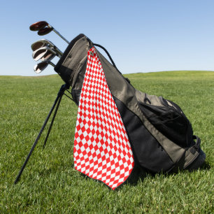 Red And White Diamond Pattern by ShirleyTaylor Golf Towel