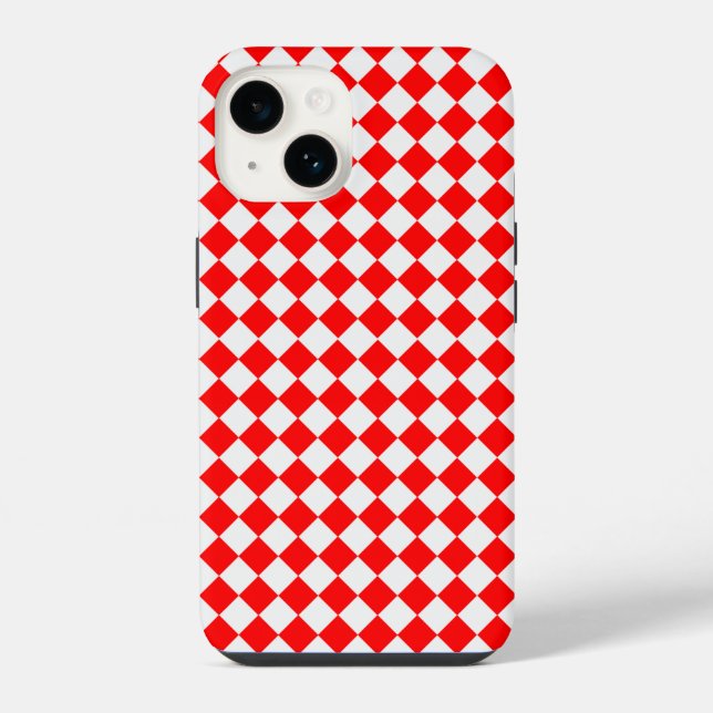 Red and White Diamond Pattern by STaylor iPhone Case (Back)