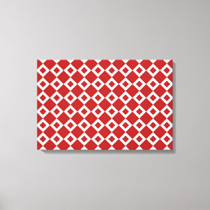 Red and White Diamond Pattern Canvas Print