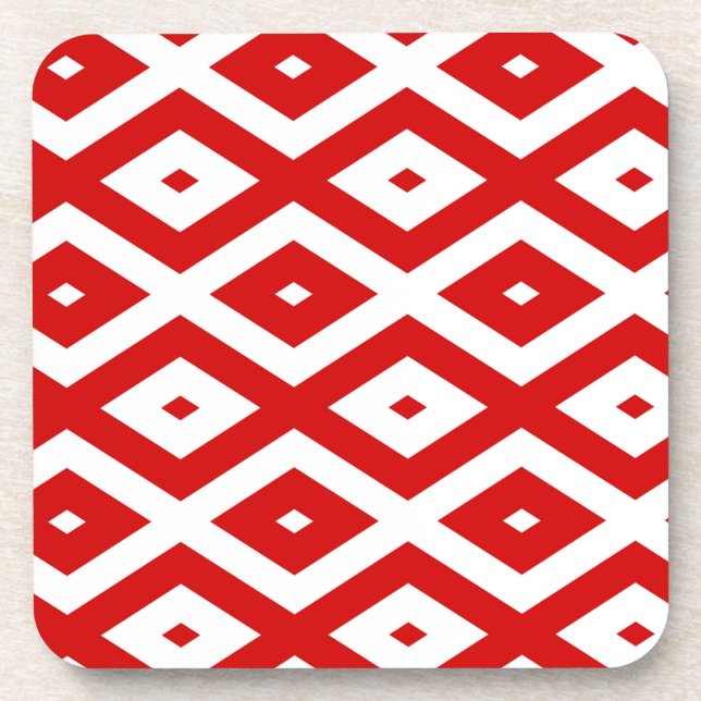 Red and white diamond pattern coaster (Front)