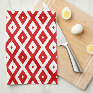 Red and white diamond pattern kitchen towel