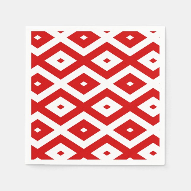 Red and white diamond pattern napkin (Front)