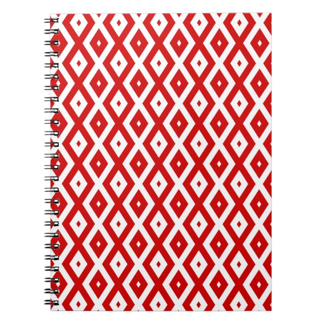 Red and white diamond pattern notebook (Front)