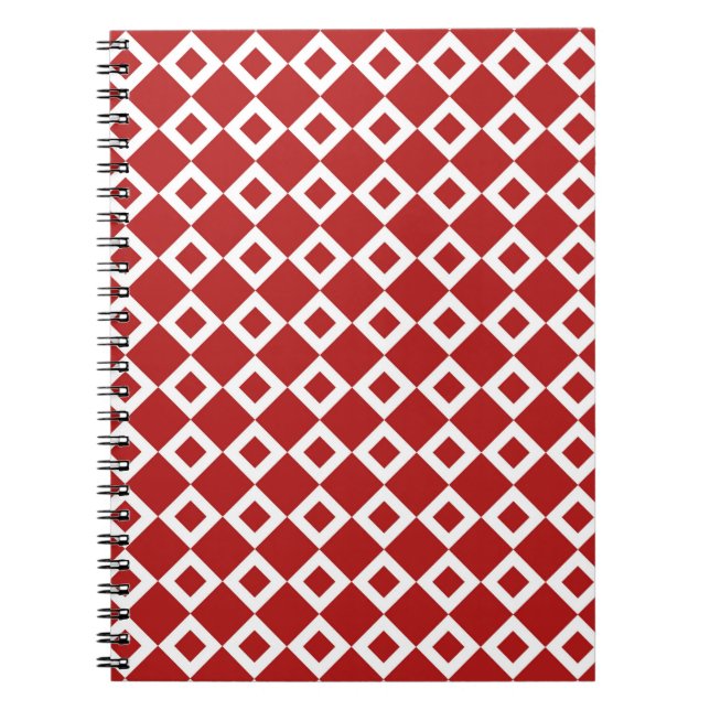 Red and White Diamond Pattern Notebook (Front)