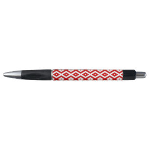 Red and white diamond pattern pen