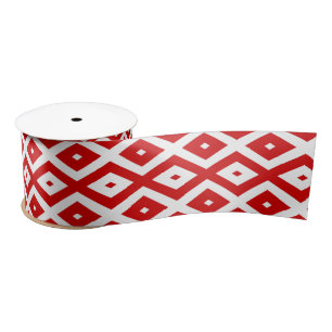 Red and white diamond pattern satin ribbon