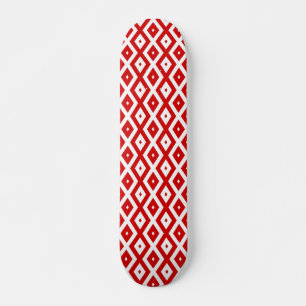 Red and white diamond pattern skateboard