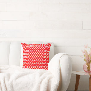 Red and white diamond pattern throw pillow