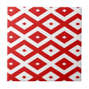 Red and white diamond pattern tile