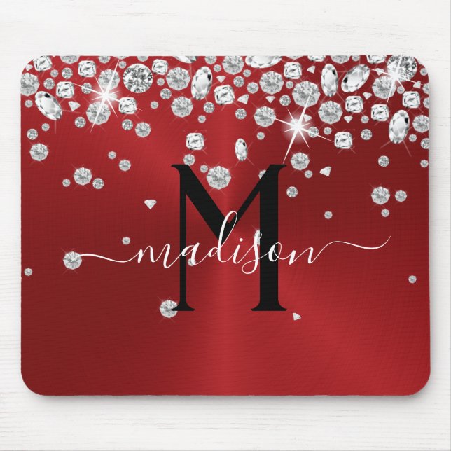 Red and White Diamonds - Personalized Mouse Pad (Front)