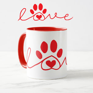 Red and White Dog Love Mug