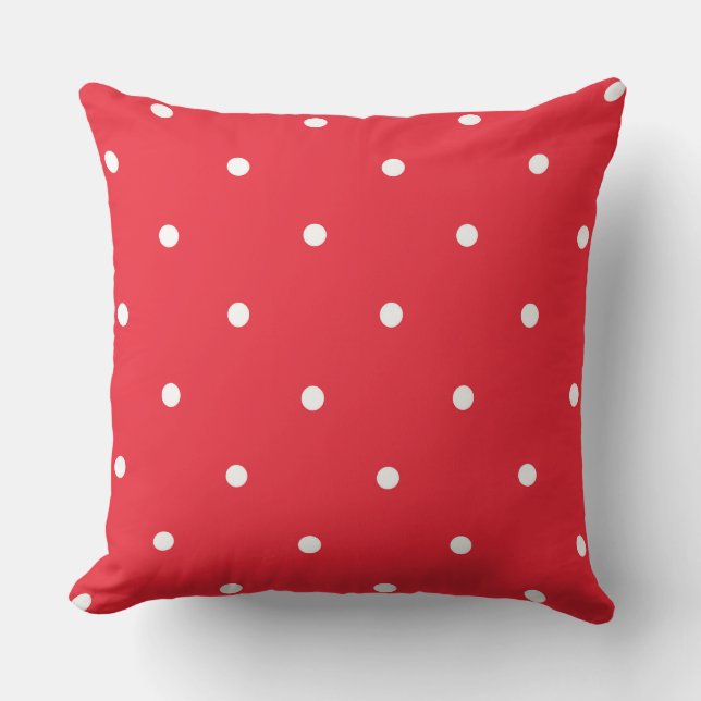 Red and White Dots Throw Pillow (Front)