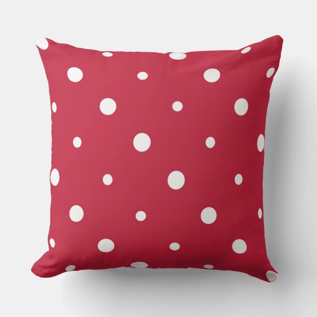  Red and white dots Throw Pillow (Front)