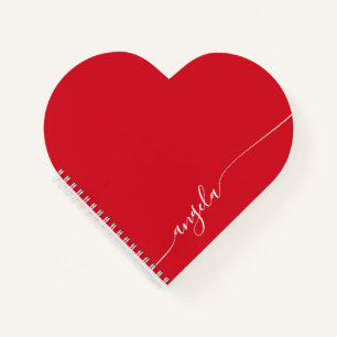 Red and White Elegant Delicate Signature Script Notebook