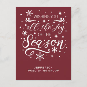 Red and White Elegant Modern Business holiday Postcard