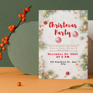 Red And White Elegant Noël Party Invitation
