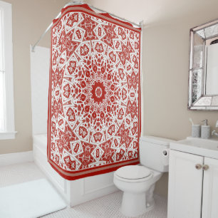 red and white , ethnic  bandana