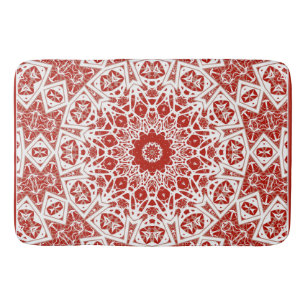 red and white , ethnic bandana bath mat
