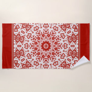 red and white , ethnic bandana beach towel