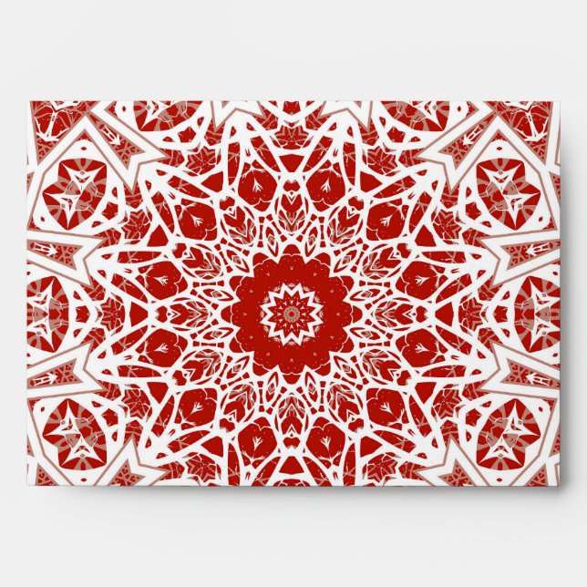 red and white , ethnic  bandana envelope (Front)
