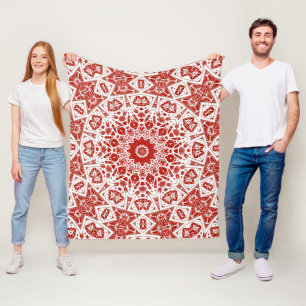 red and white , ethnic bandana fleece blanket